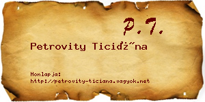 Petrovity Ticiána névjegykártya
